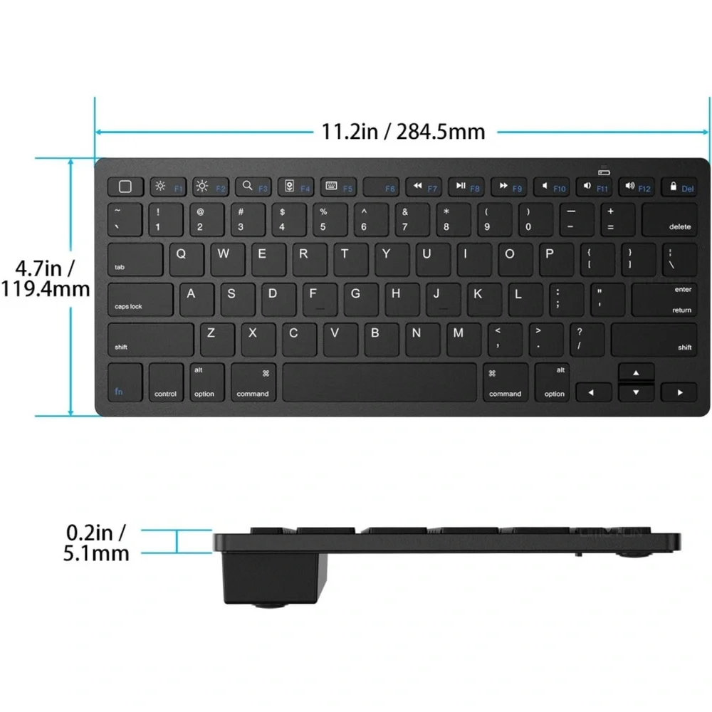 Ultra-Slim Bluetooth Keyboard Compatible with iPad 10.9, Black